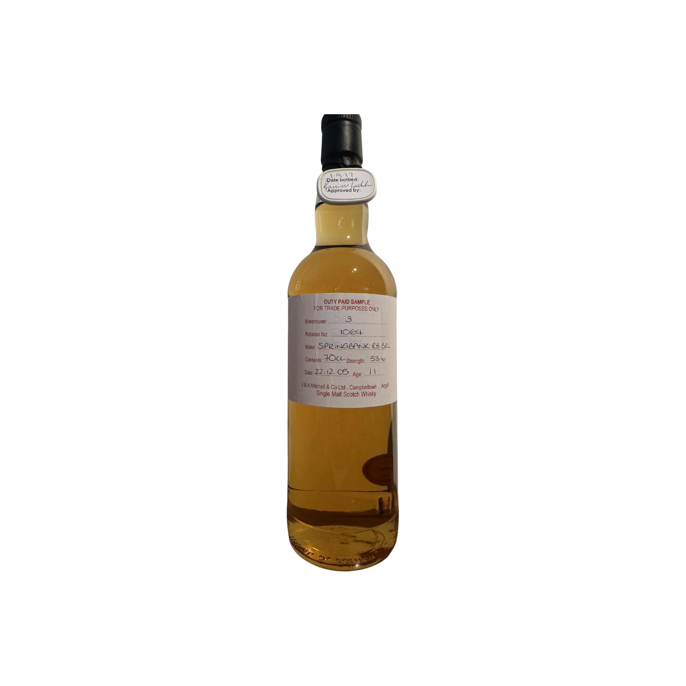Springbank Duty Paid Sample - For Trade Purposes Only 2005 11 Years Single Malt Whisky