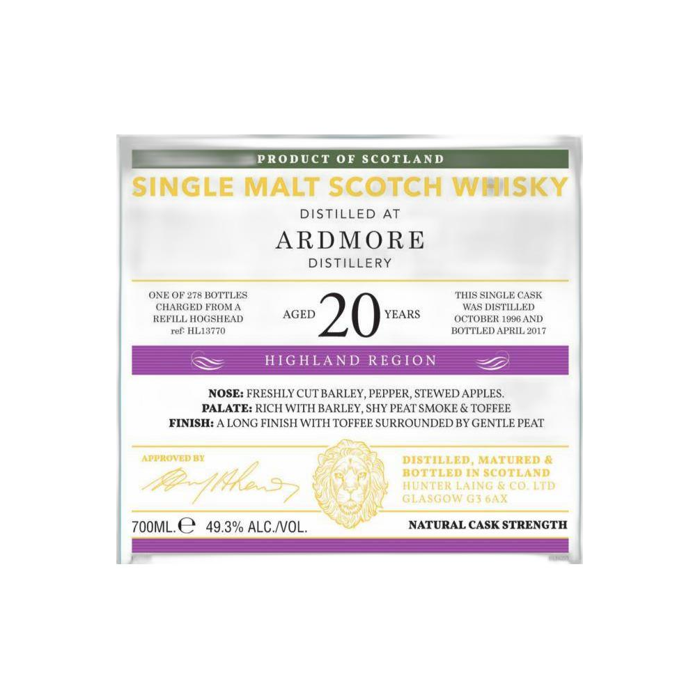 Ardmore Old Malt Cask 1996 20 Years Single Malt Whisky 3