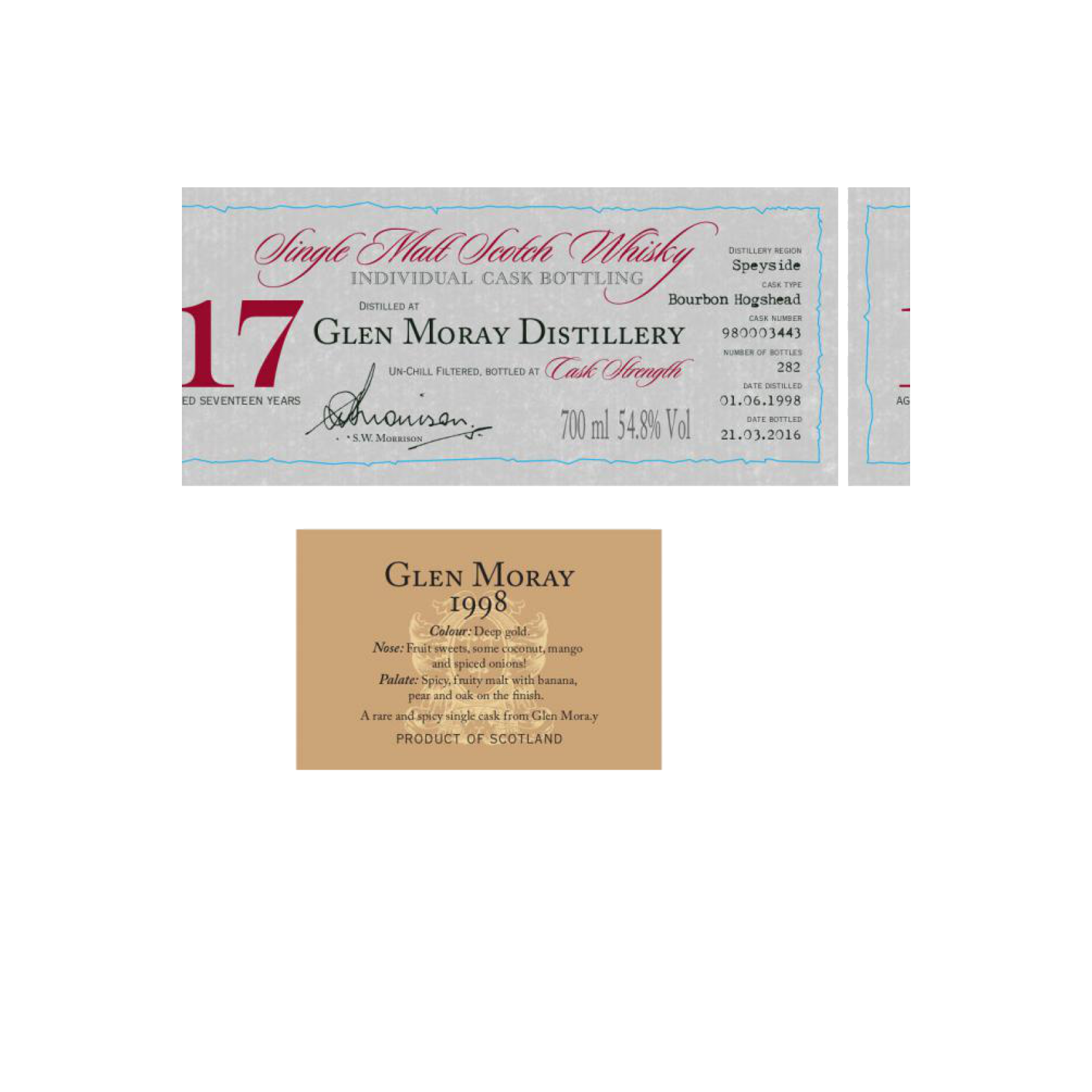 Glen Moray Individual Cask Bottling 1998 17 Years Single Malt Whisky 4