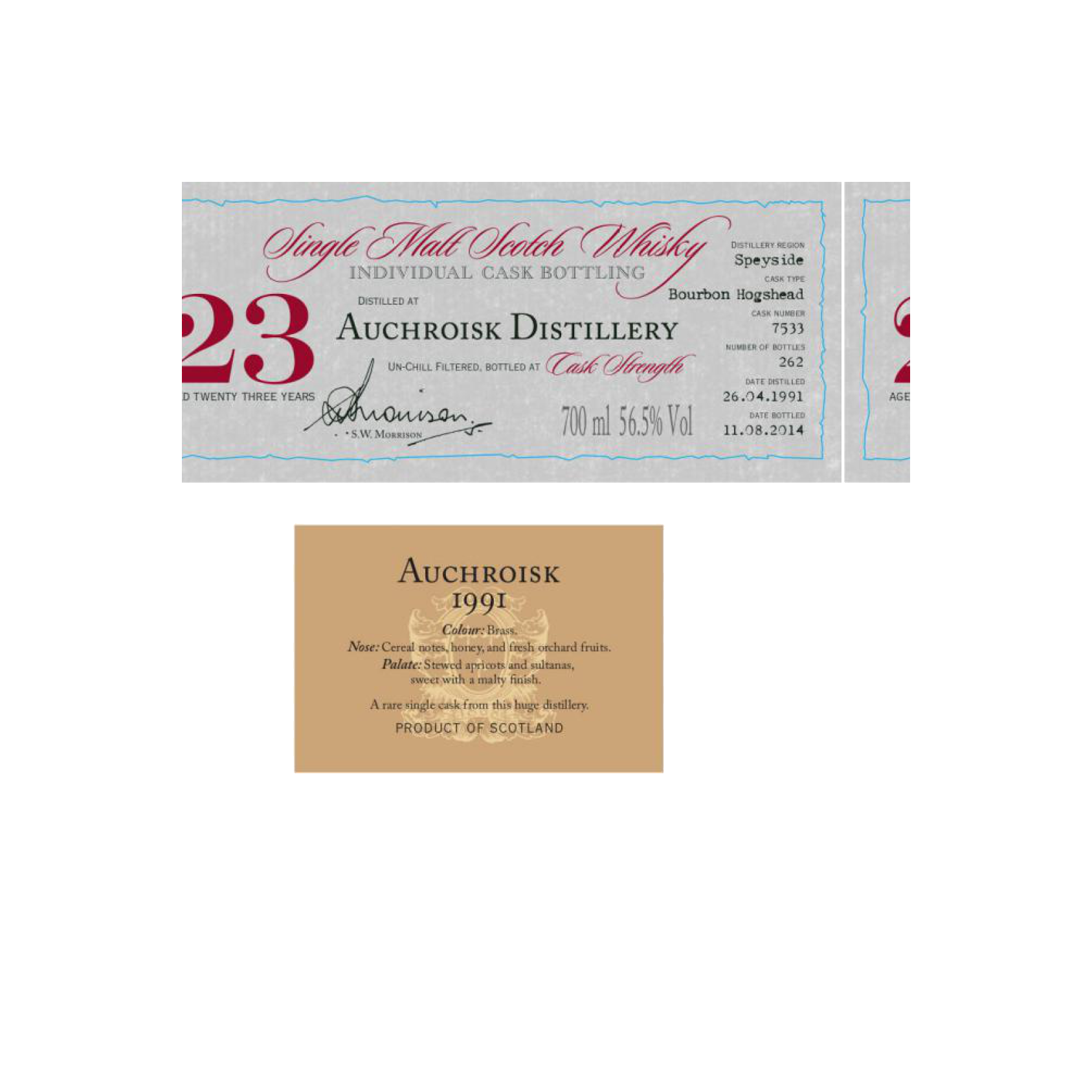 Auchroisk Individual Cask Bottling 1991 23 Years Single Malt Whisky 4