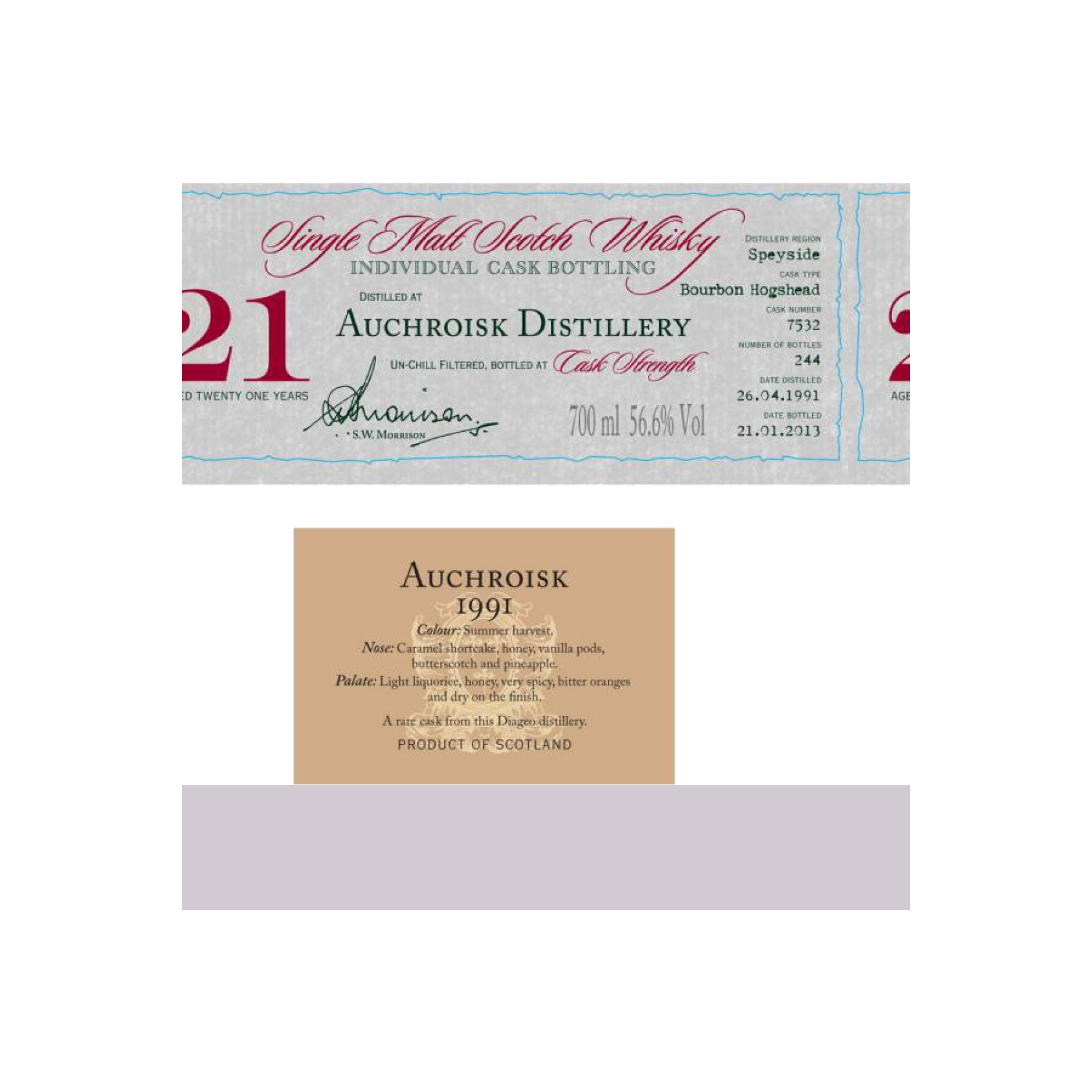 Auchroisk Individual Cask Bottling 1991 21 Years Single Malt Whisky 3