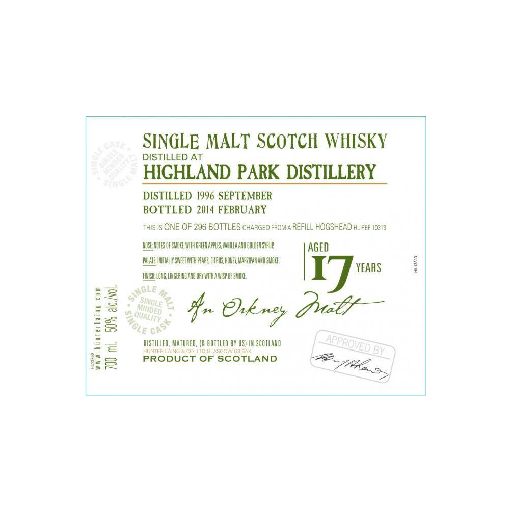 Highland Park Old Malt Cask 1996 17 Years Single Malt Whisky