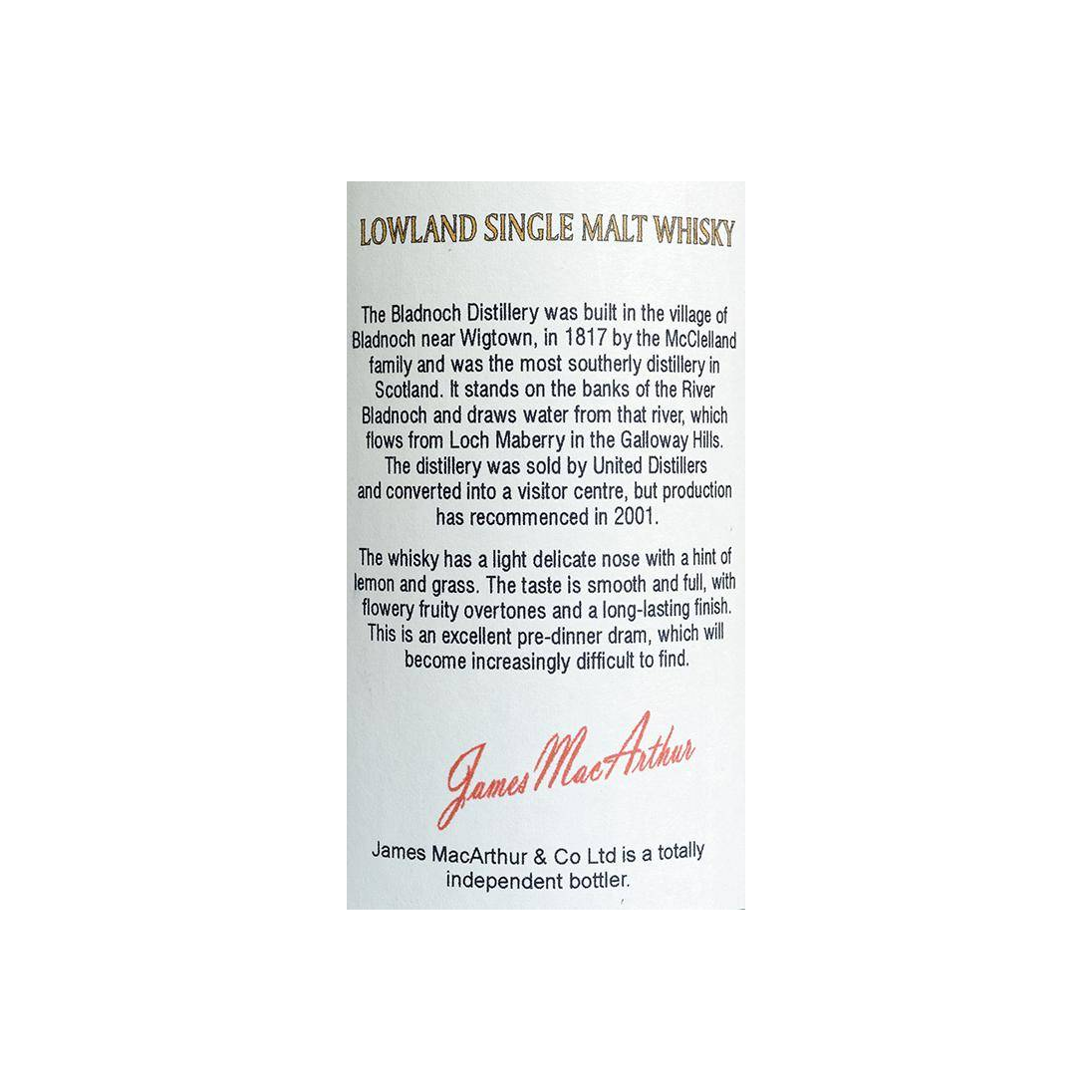 Bladnoch 1991 Single Malt Whisky 3