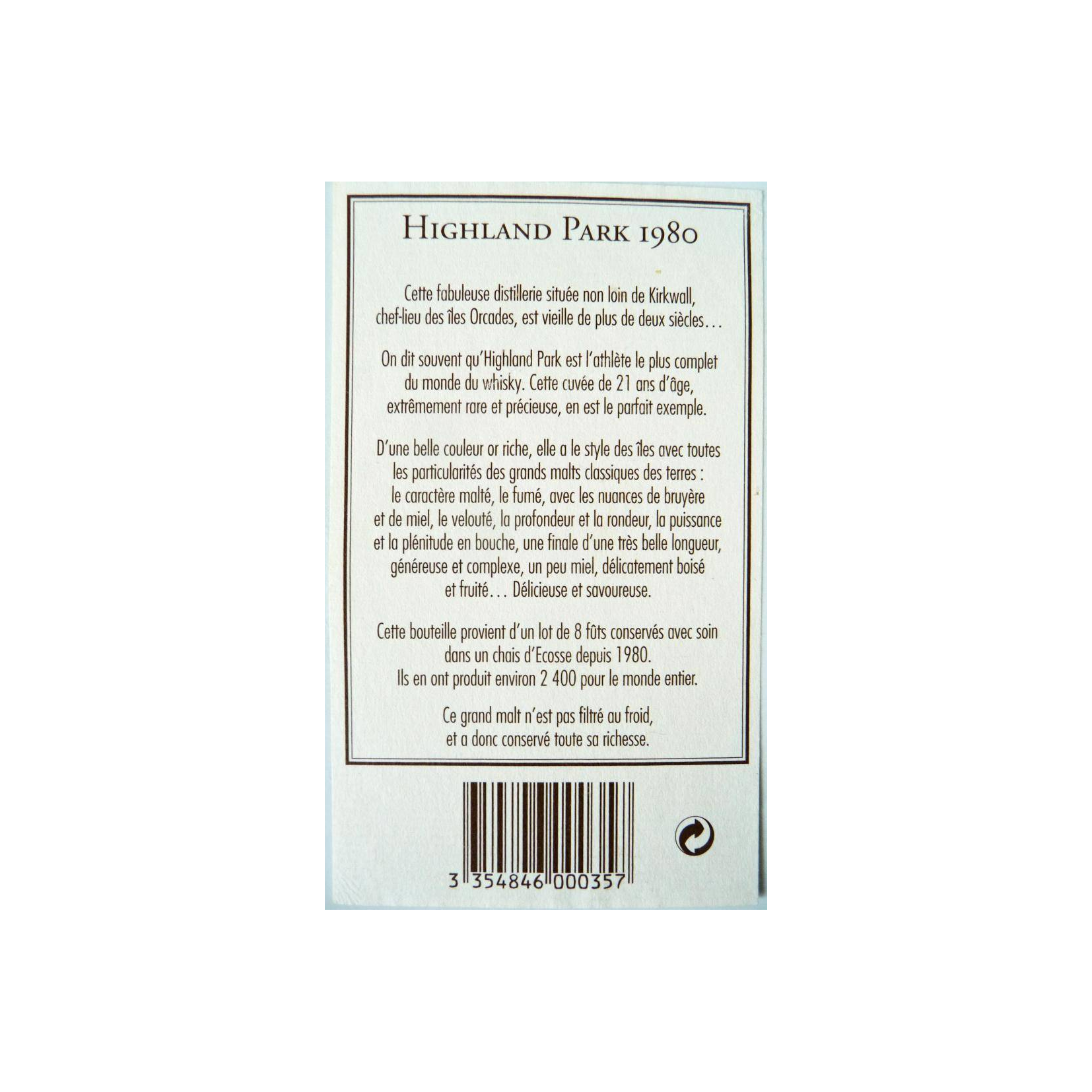 Highland Park 1980 21 Years Single Malt Whisky 3