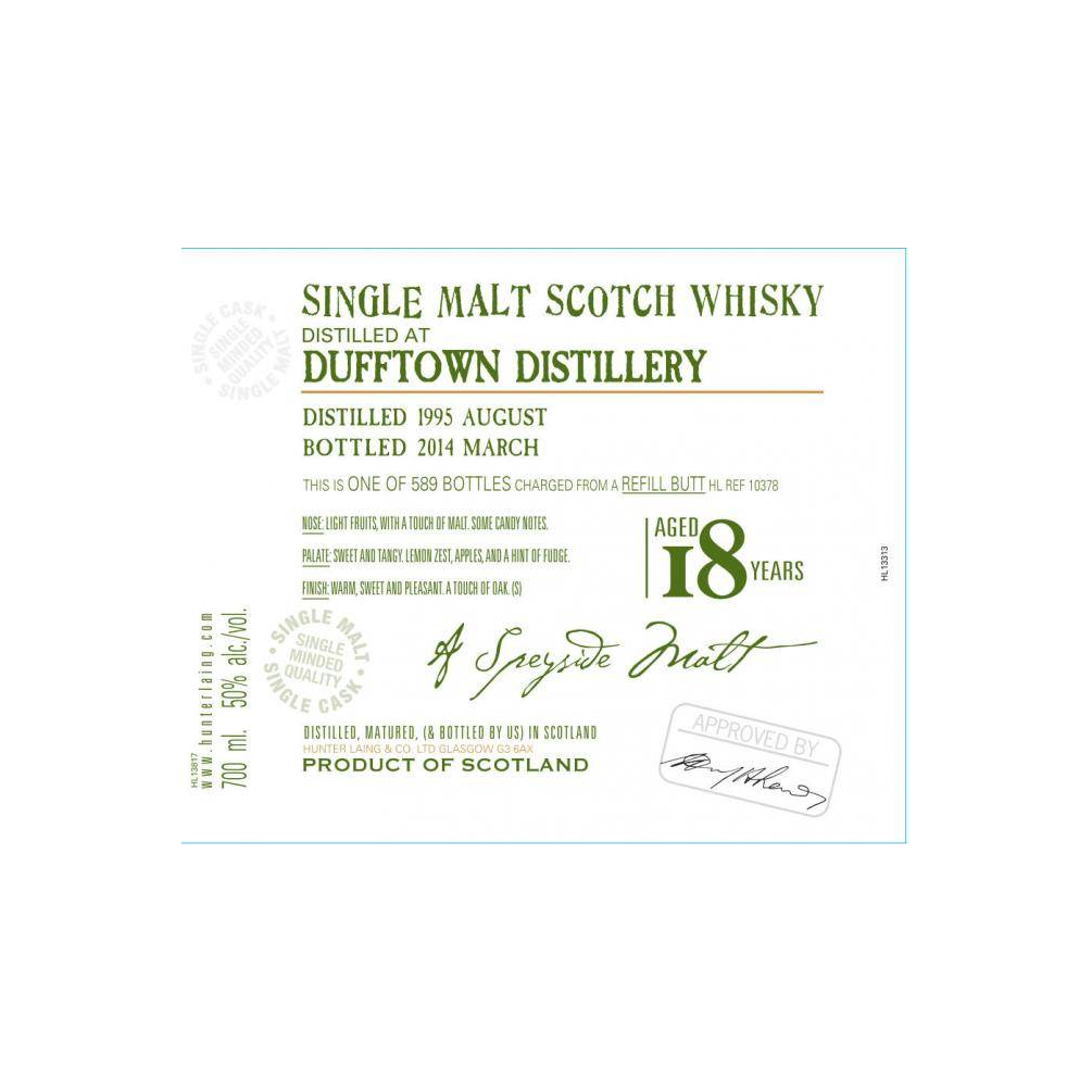 Dufftown Old Malt Cask 1995 18 Years Single Malt Whisky 2