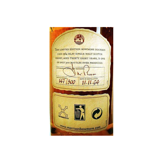 Bowmore 1964 38 Years Single Malt Whisky 3