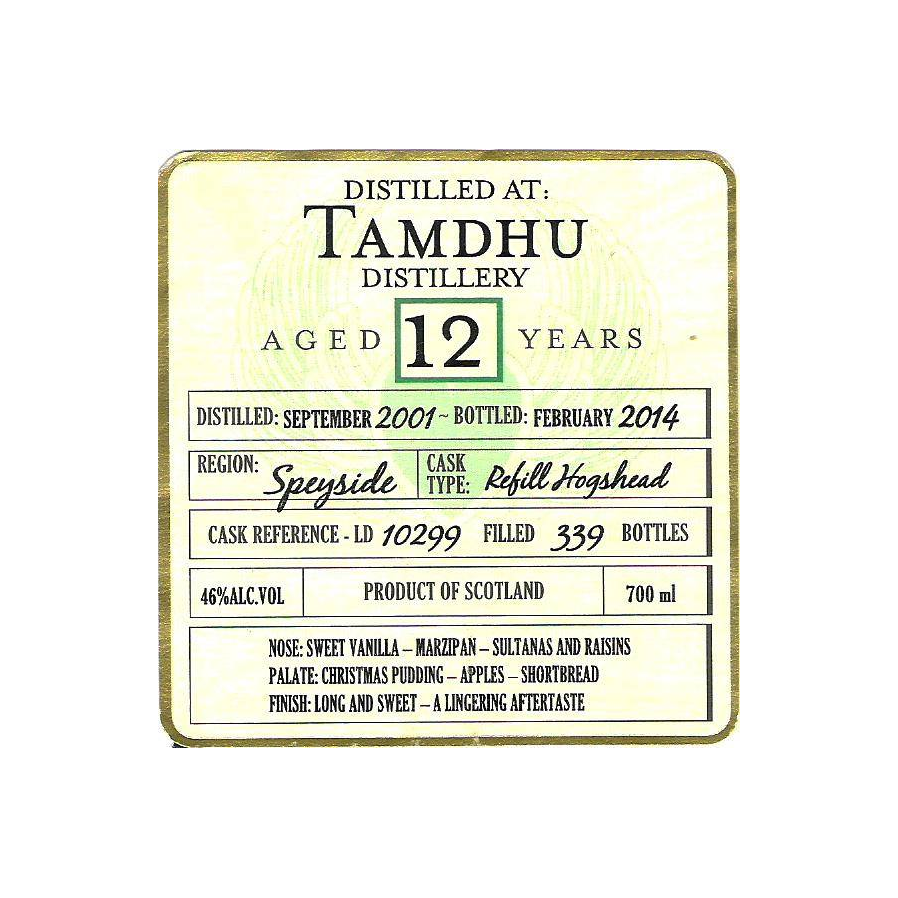 Tamdhu 2001 12 Years Single Malt Whisky