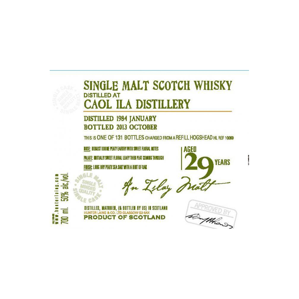 Caol Ila Old Malt Cask 1984 29 Years Single Malt Whisky