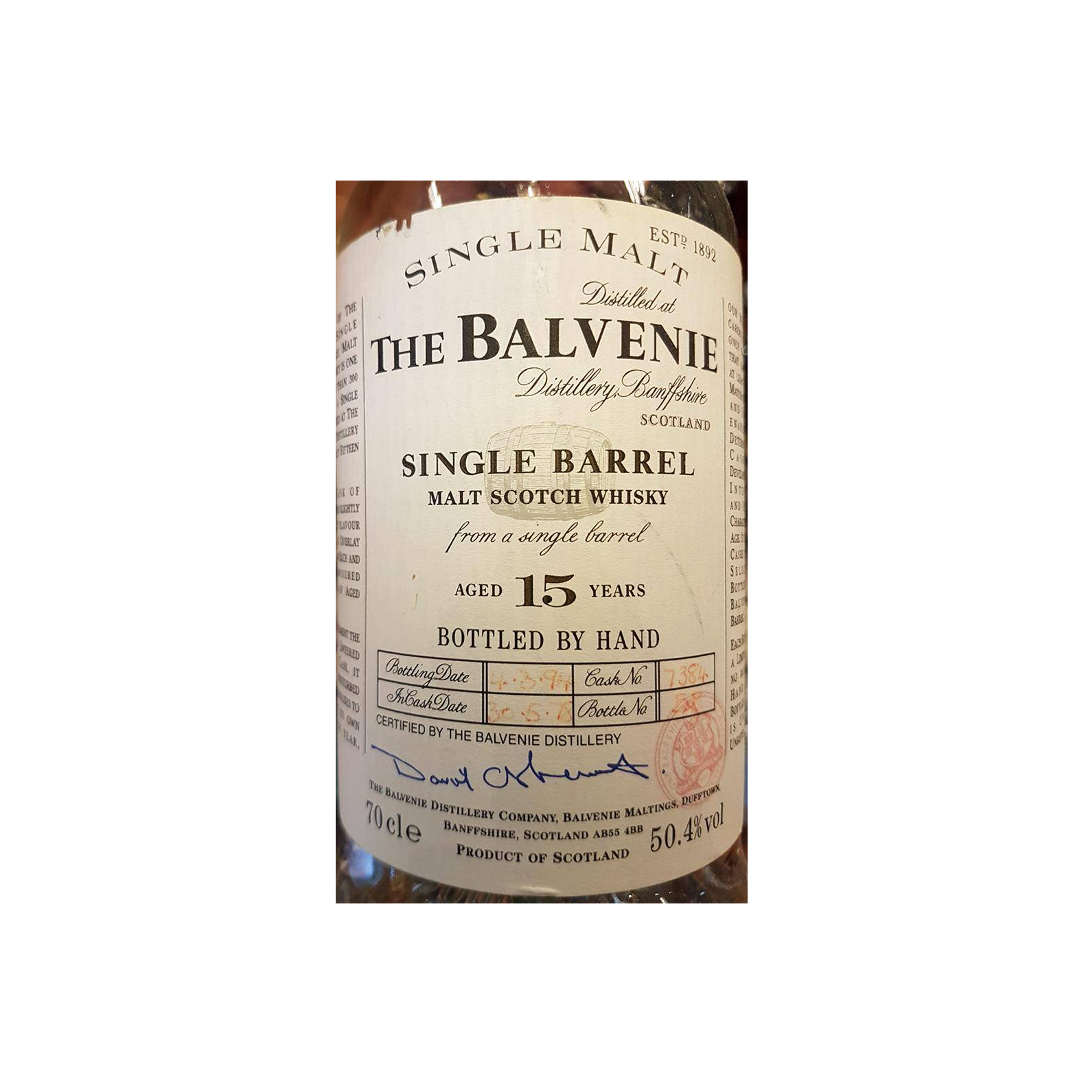 The Balvenie Single Cask 1978 15 Years Single Malt Whisky