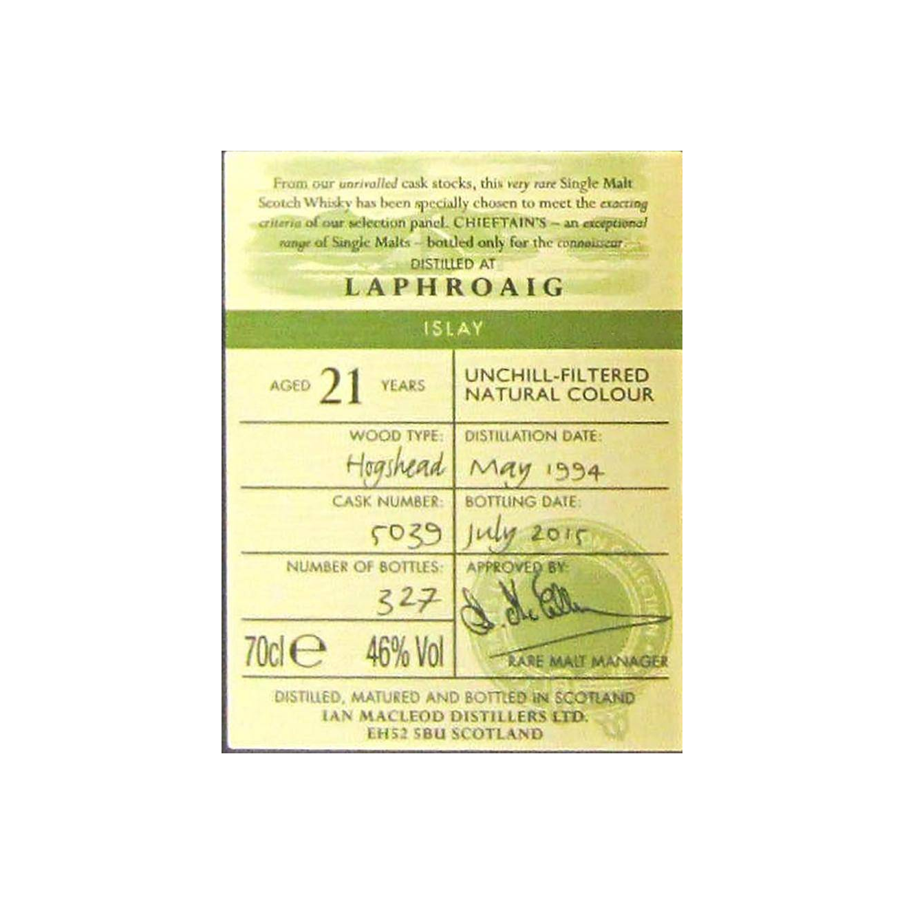 Laphroaig 1994 21 Years Single Malt Whisky 2
