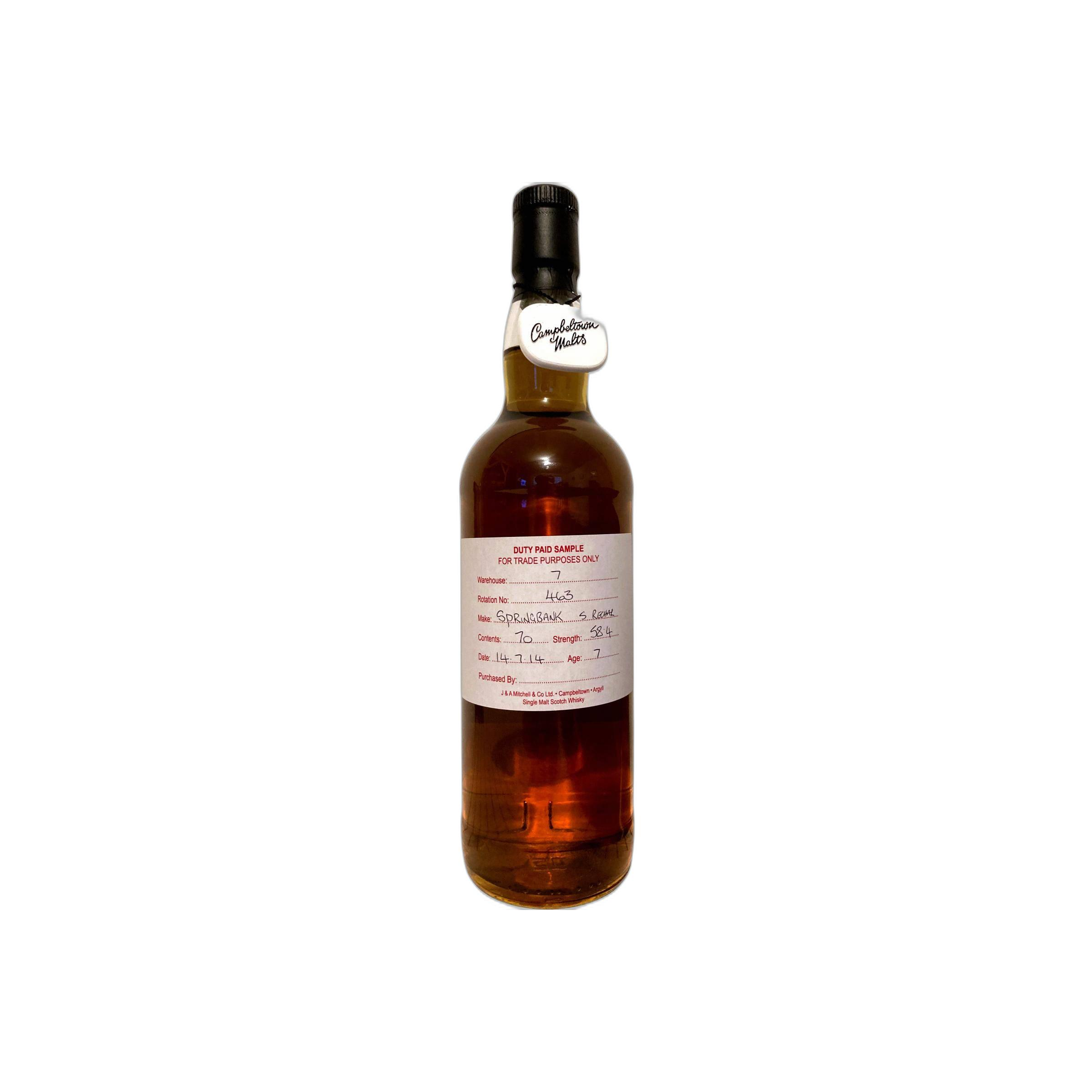 Springbank Duty Paid Sample - For Trade Purposes Only 2014 7 Years Single Malt Whisky