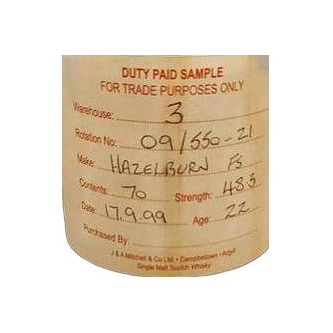 Hazelburn Duty Paid Sample - For Trade Purposes Only 1999 22 Years Single Malt Whisky
