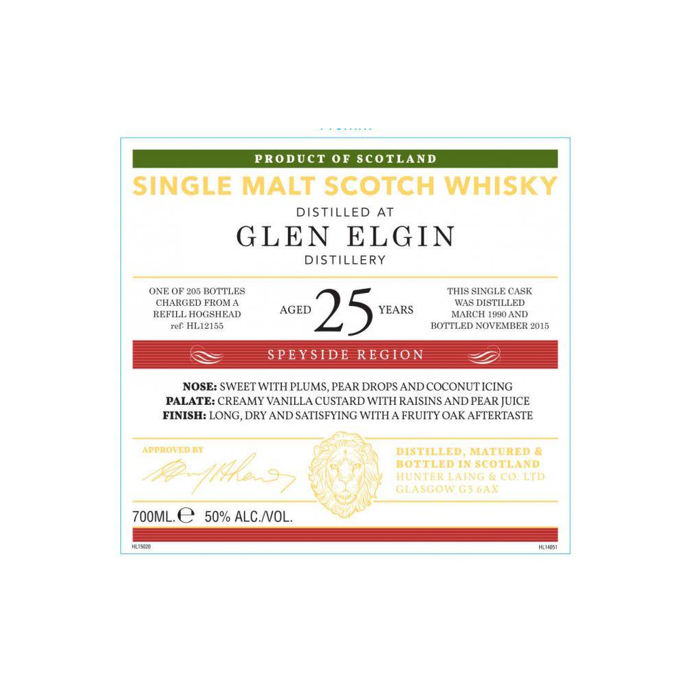 Glen Elgin Old Malt Cask 1990 25 Years Single Malt Whisky