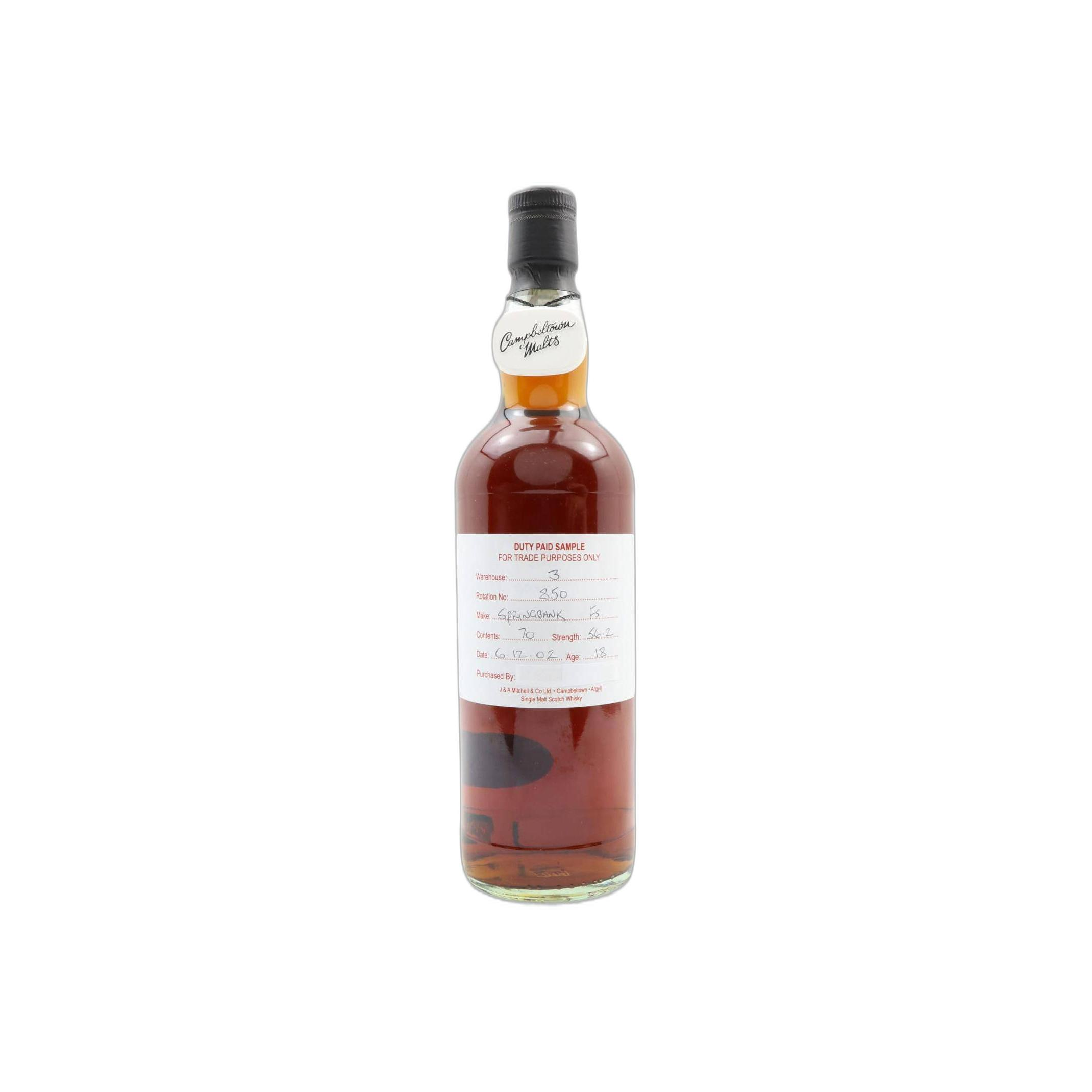 Springbank Duty Paid Sample - For Trade Purposes Only 2002 18 Years Single Malt Whisky
