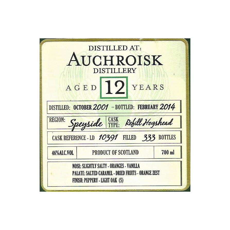 Auchroisk 2001 12 Years Single Malt Whisky