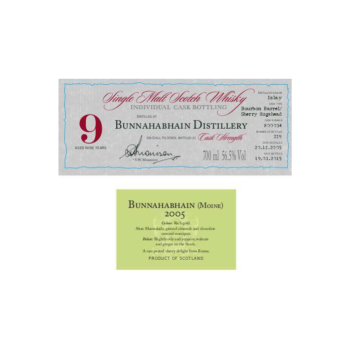 Bunnahabhain Individual Cask Bottling 2005 9 Years Single Malt Whisky 2