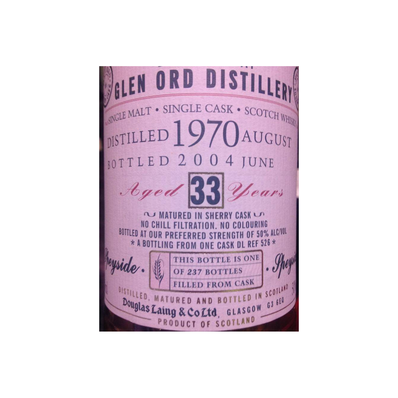 Glen Ord Old Malt Cask 1970 33 Years Single Malt Whisky