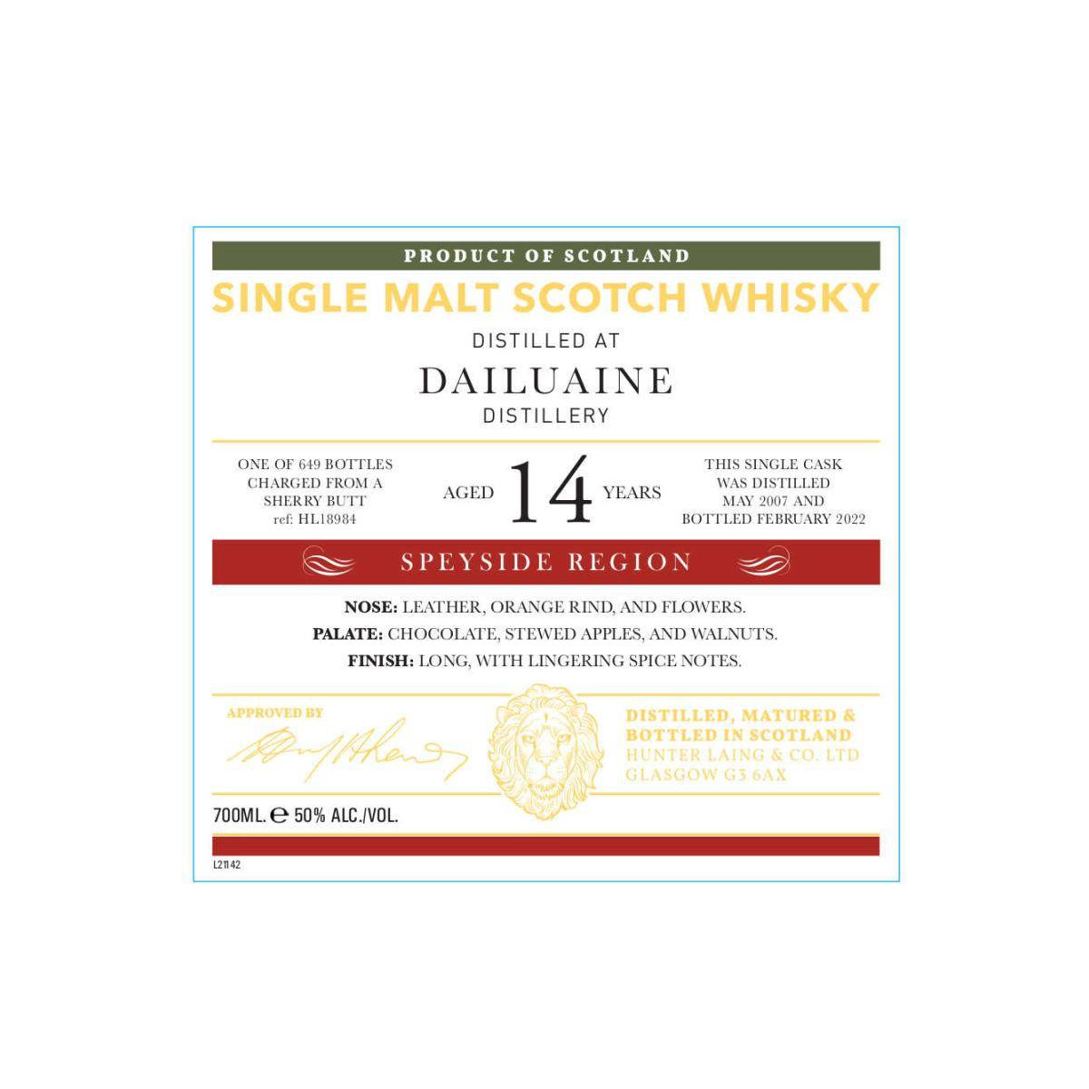 Dailuaine Old Malt Cask 2007 14 Years Single Malt Whisky 3