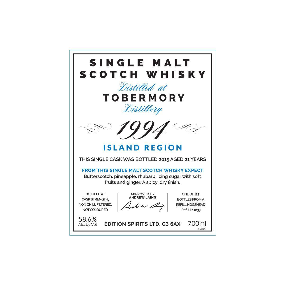 Tobermory The First Editions 1994 21 Years Single Malt Whisky