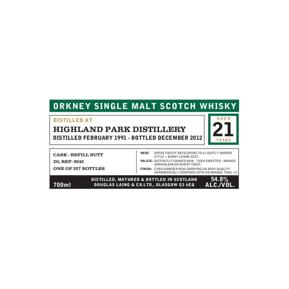 Highland Park 1991 21 Years Single Malt Whisky
