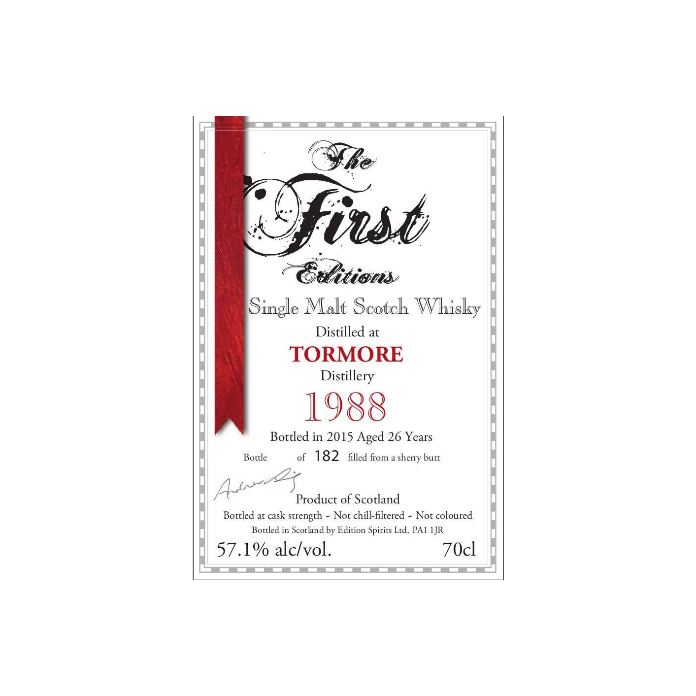Tormore The First Editions 1988 26 Years Single Malt Whisky 2