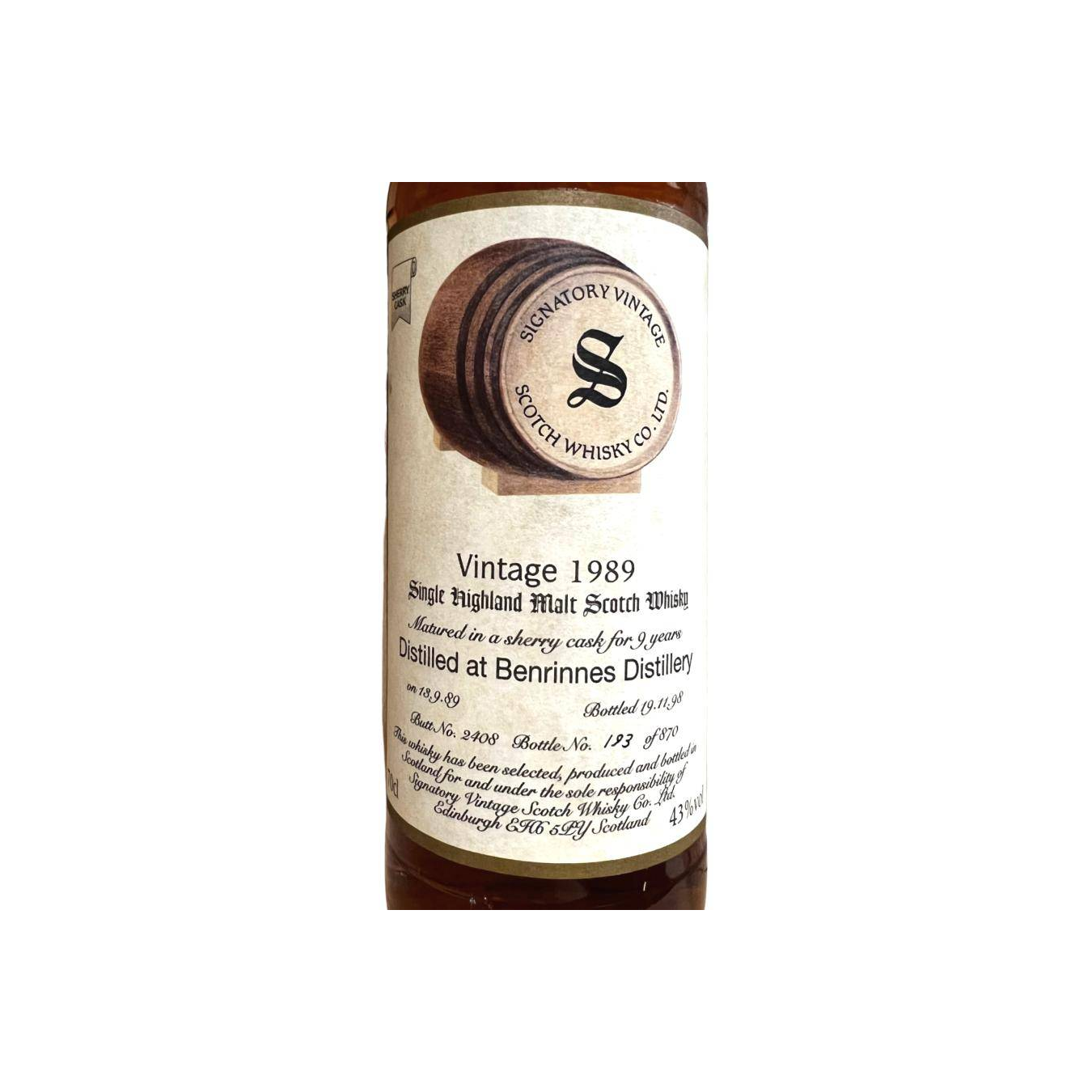 Benrinnes Vintage Collection 1989 9 Years Single Malt Whisky 2