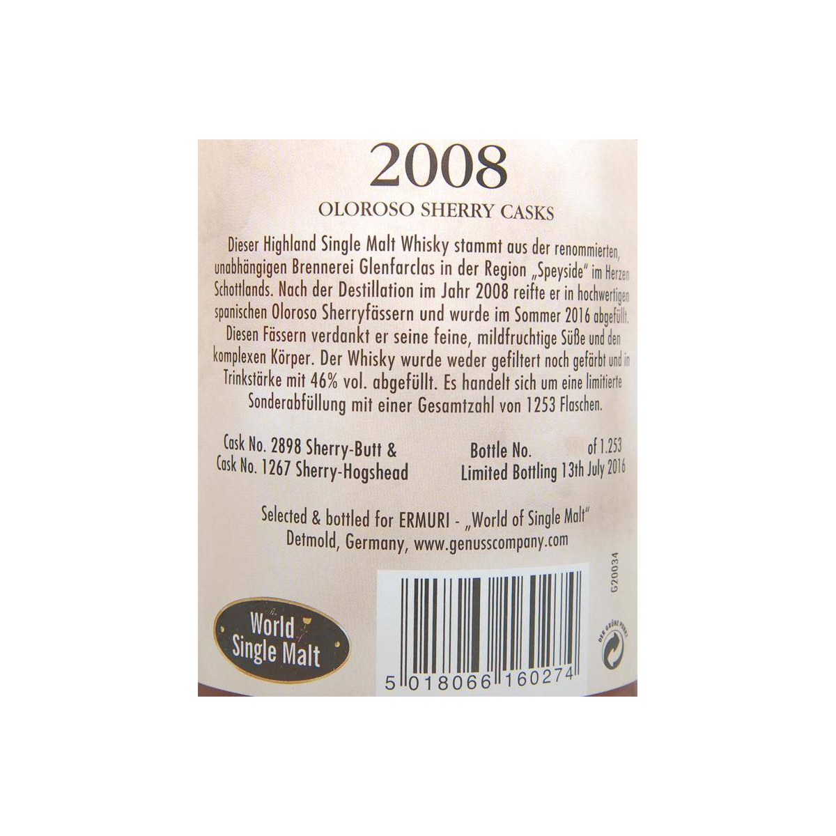 Glenfarclas 2008 8 Years Single Malt Whisky 3