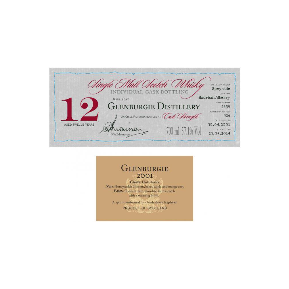 Glenburgie Individual Cask Bottling 2001 12 Years Single Malt Whisky 2