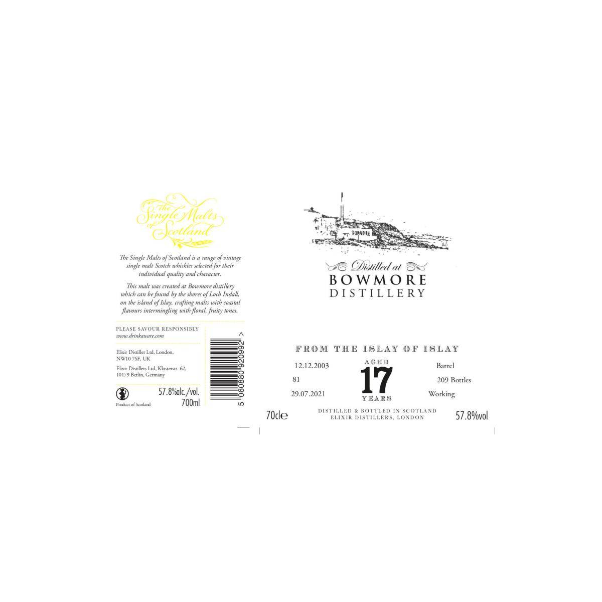 Bowmore The Single Malts of Scotland 2003 17 Years Single Malt Whisky 2