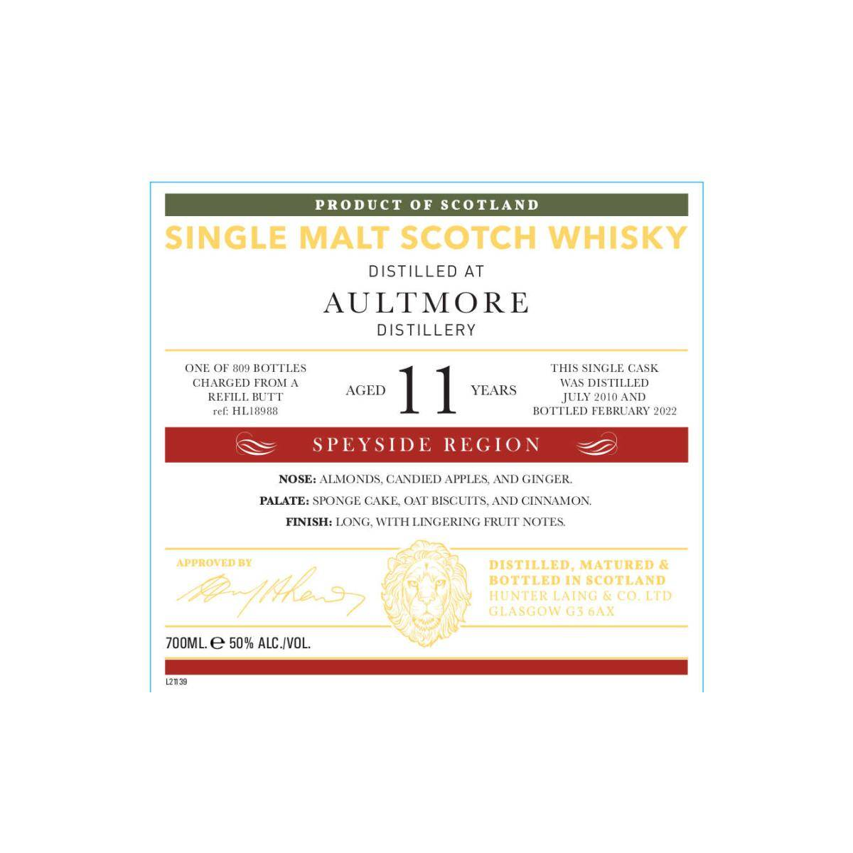 Aultmore Old Malt Cask 2010 11 Years Single Malt Whisky 2