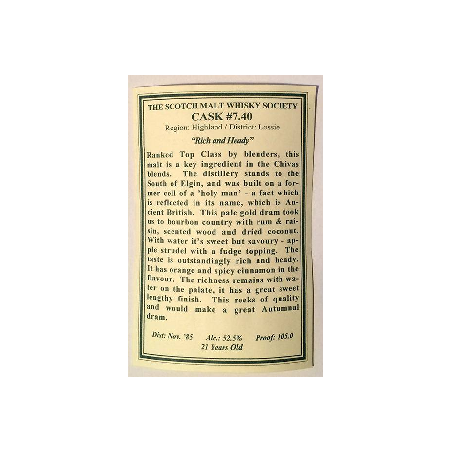 The Scotch Malt Whisky Society 1985 21 Years Single Malt Whisky 2