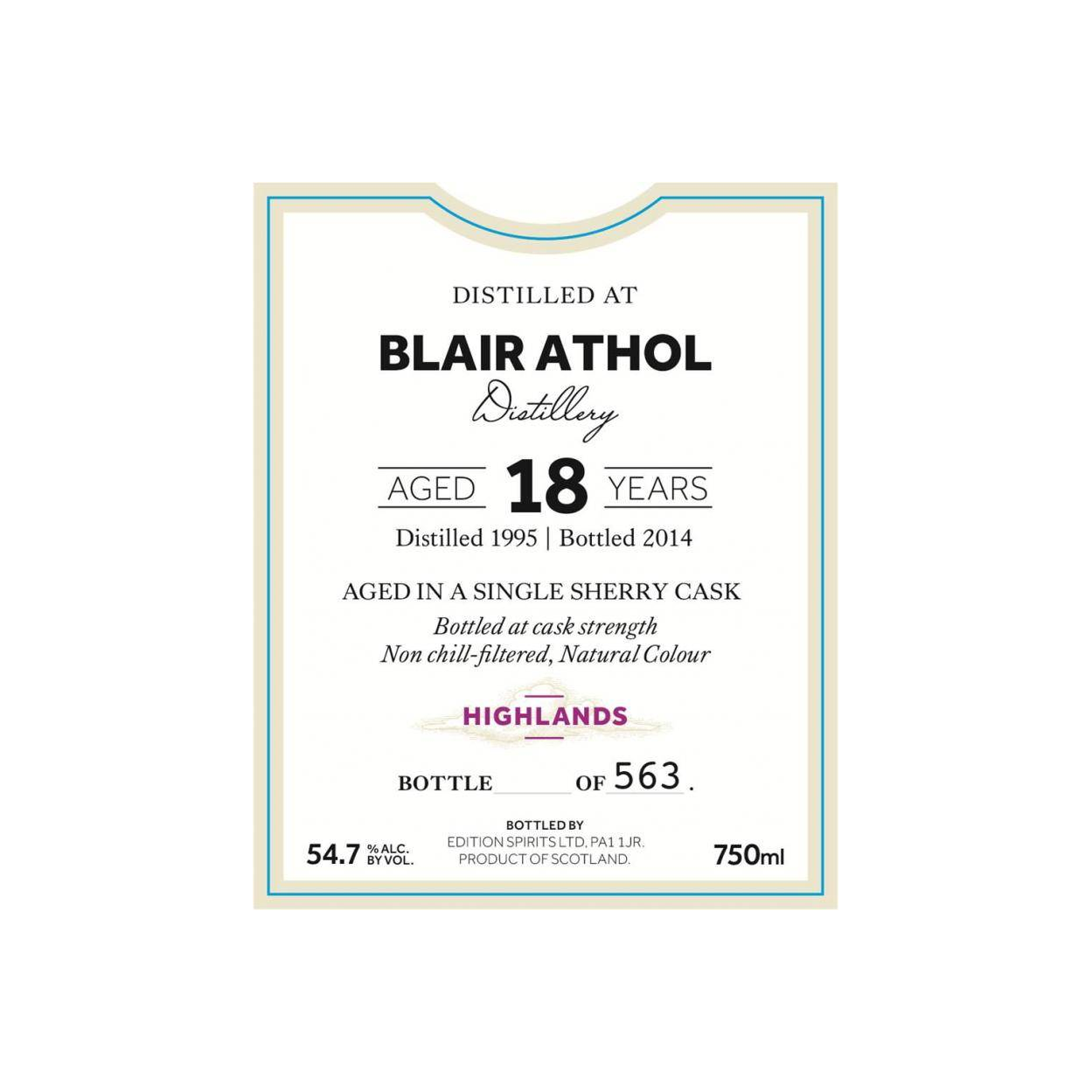Blair Athol The First Editions 1995 18 Years Single Malt Whisky