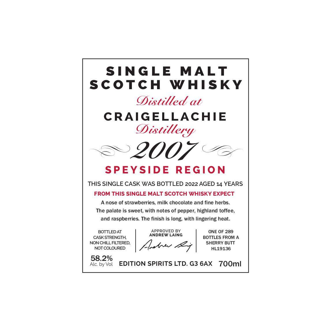 Craigellachie The First Editions 2007 14 Years Single Malt Whisky 3