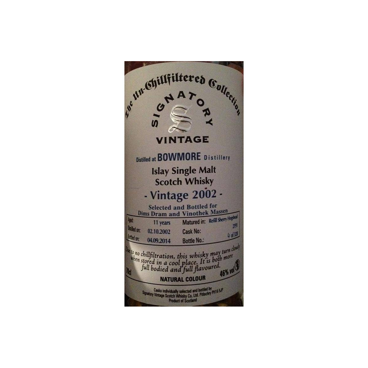 Bowmore The Un-Chillfiltered Collection 2002 11 Years Single Malt Whisky
