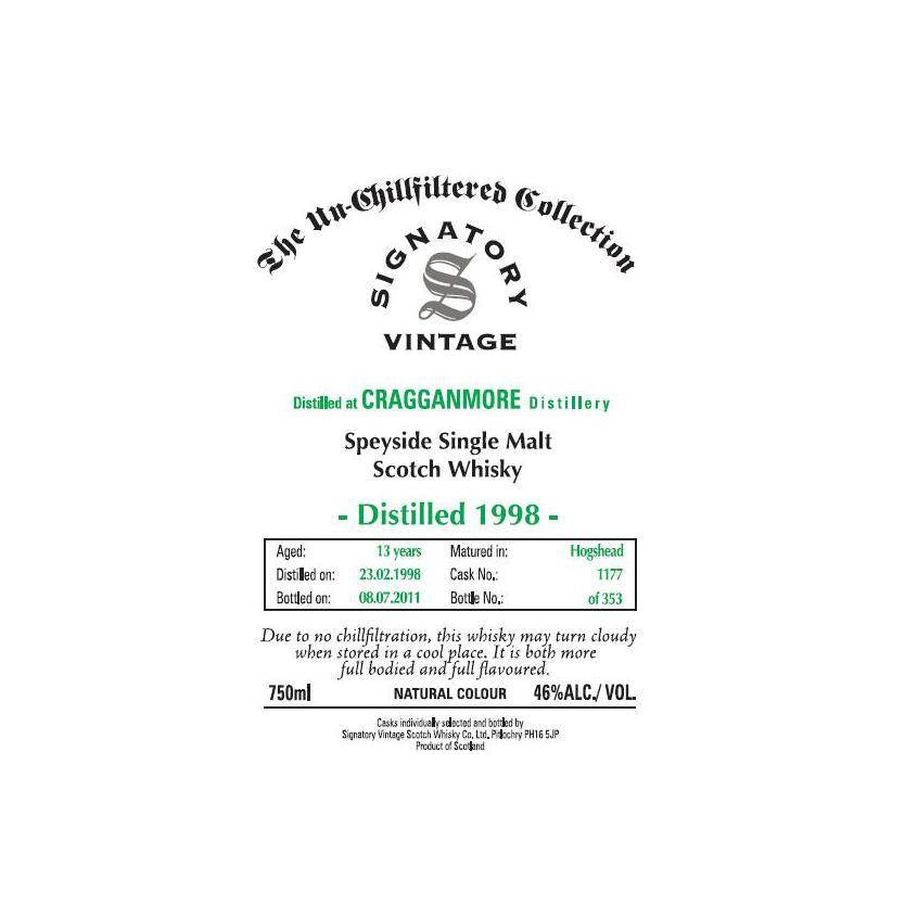 Cragganmore The Un-Chillfiltered Collection 1998 13 Years Single Malt Whisky