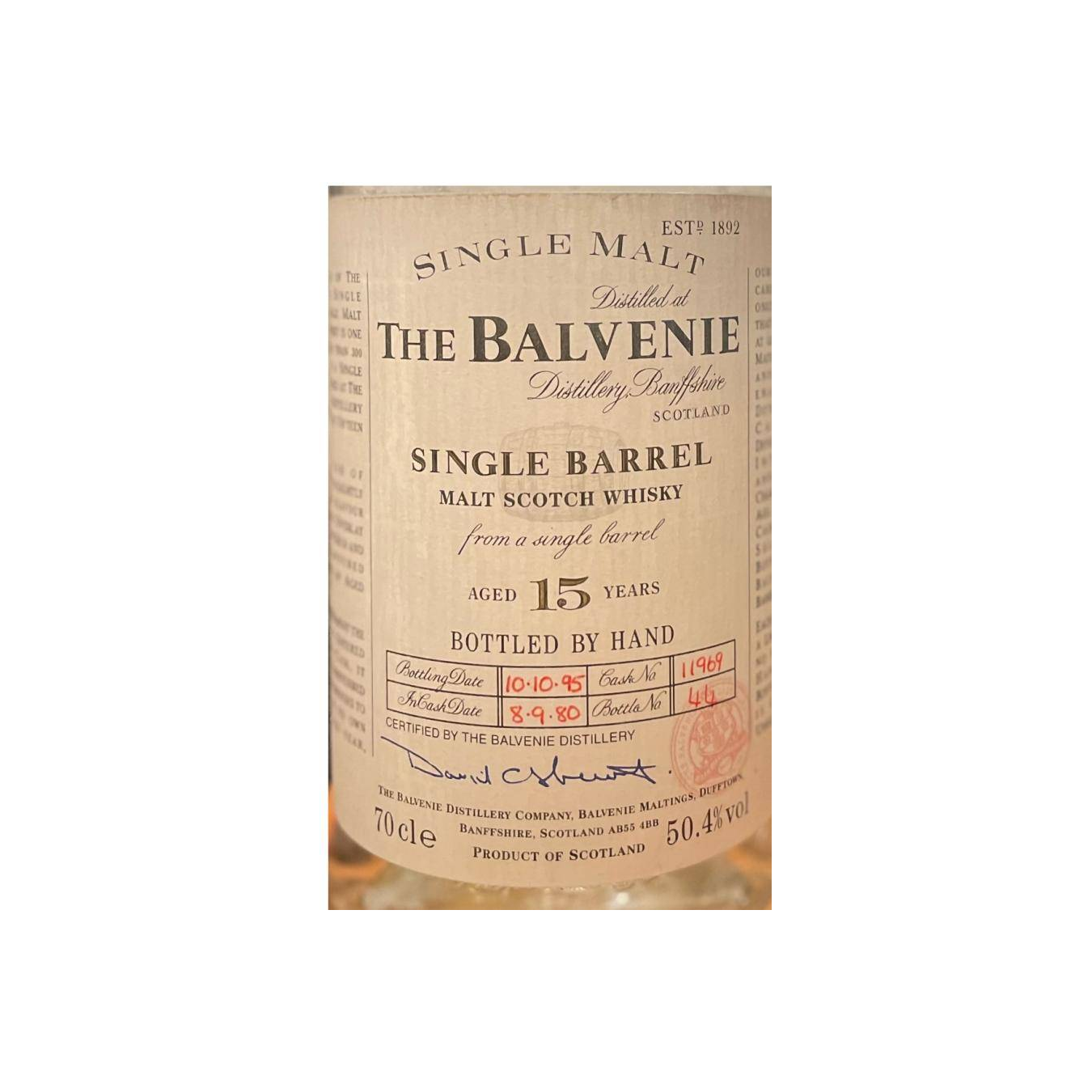 The Balvenie Single Cask 1980 15 Years Single Malt Whisky