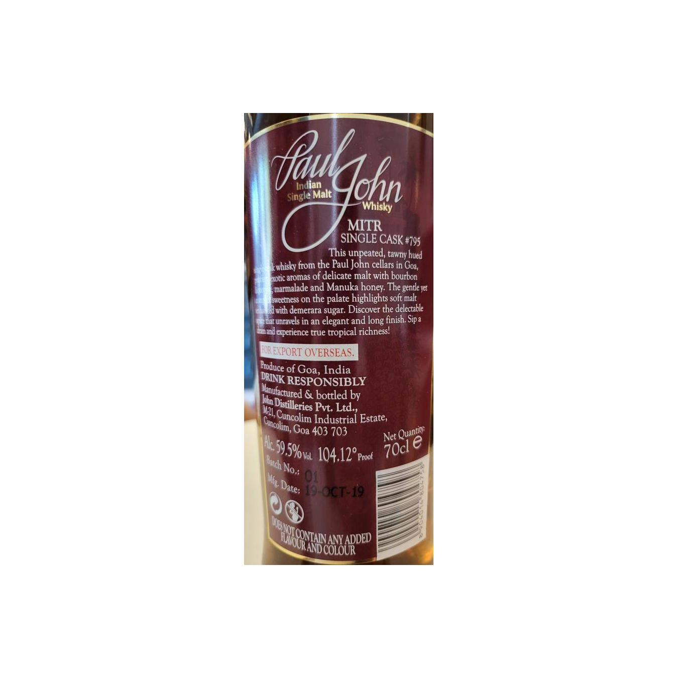 Paul John Single Cask Single Malt Whisky 2