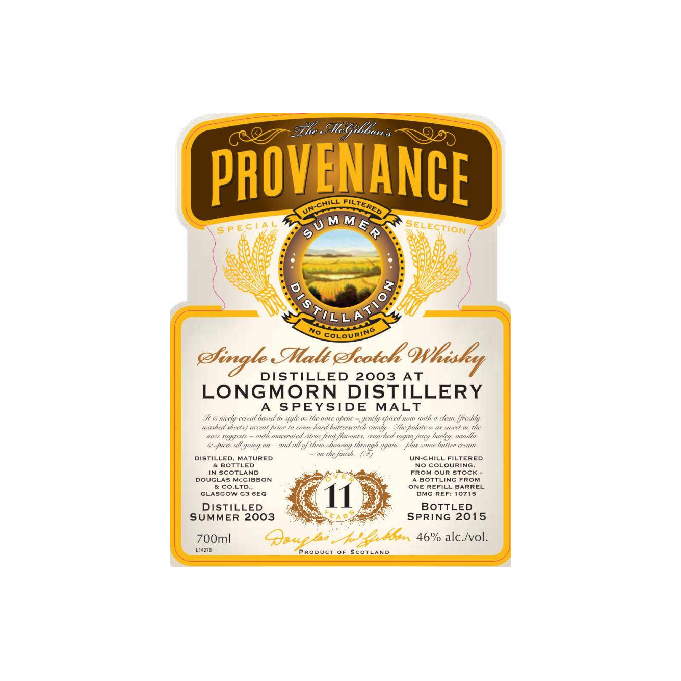 Longmorn McGibbon's Provenance 2003 11 Years Single Malt Whisky