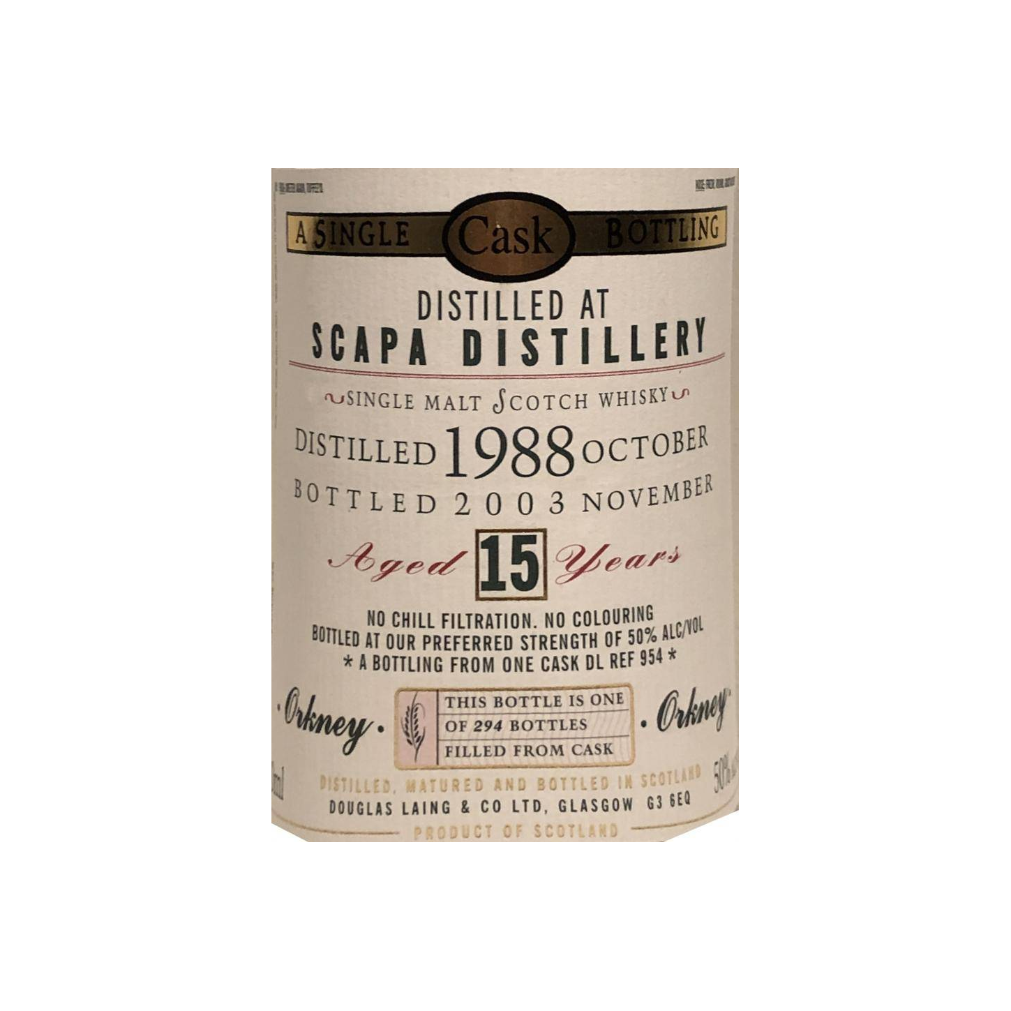 Scapa Old Malt Cask 1988 15 Years Single Malt Whisky 3