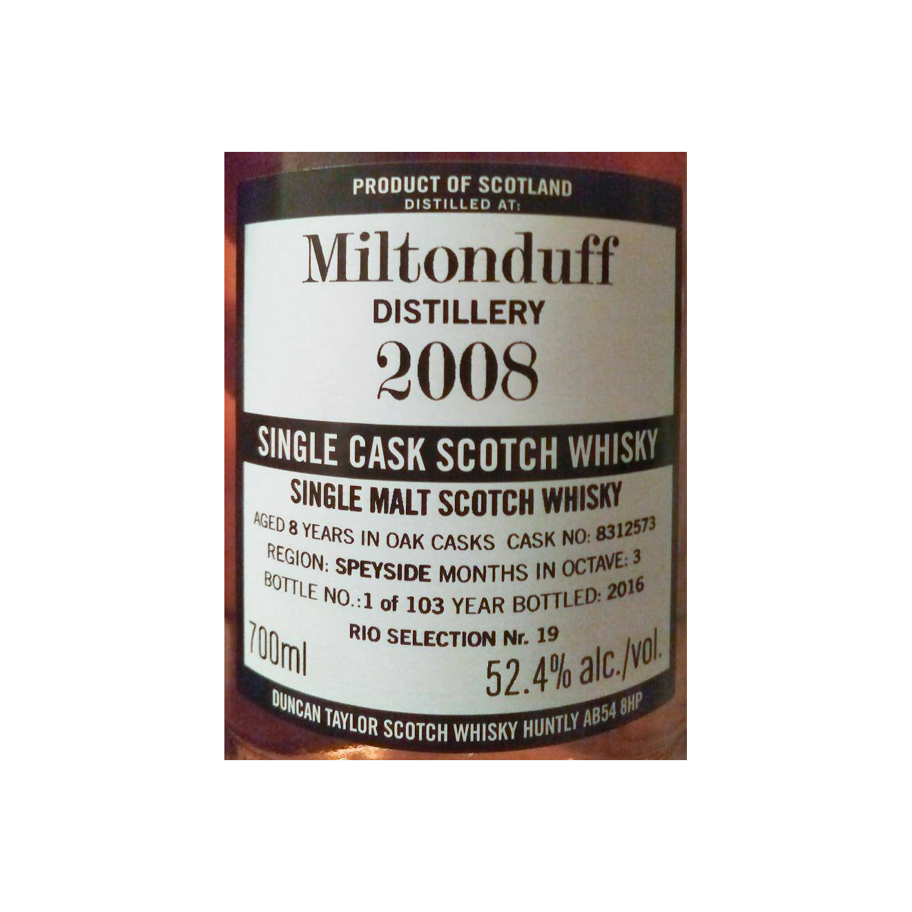Miltonduff The Octave 2008 8 Years Single Malt Whisky 2
