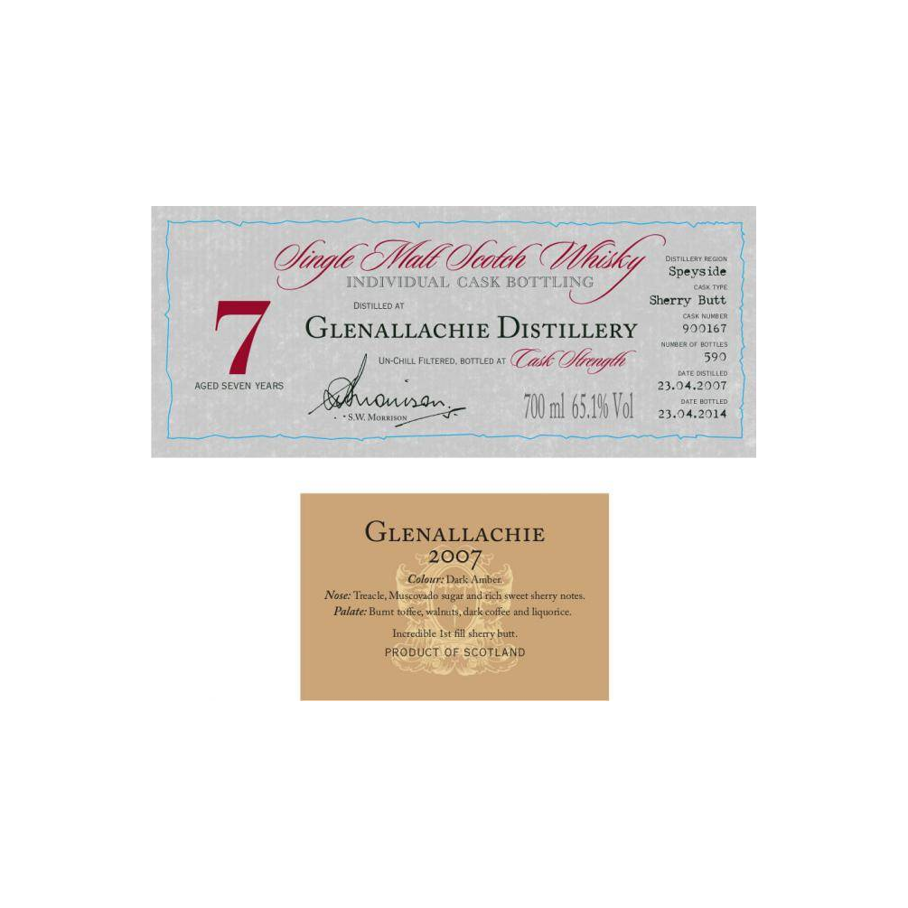 The GlenAllachie Individual Cask Bottling 2007 7 Years Single Malt Whisky 2
