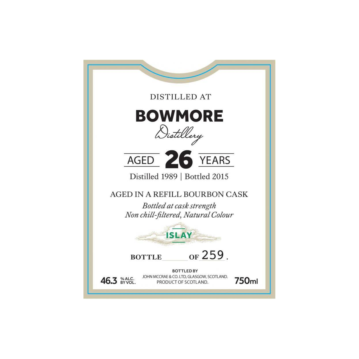 Bowmore 1989 26 Years Single Malt Whisky 2