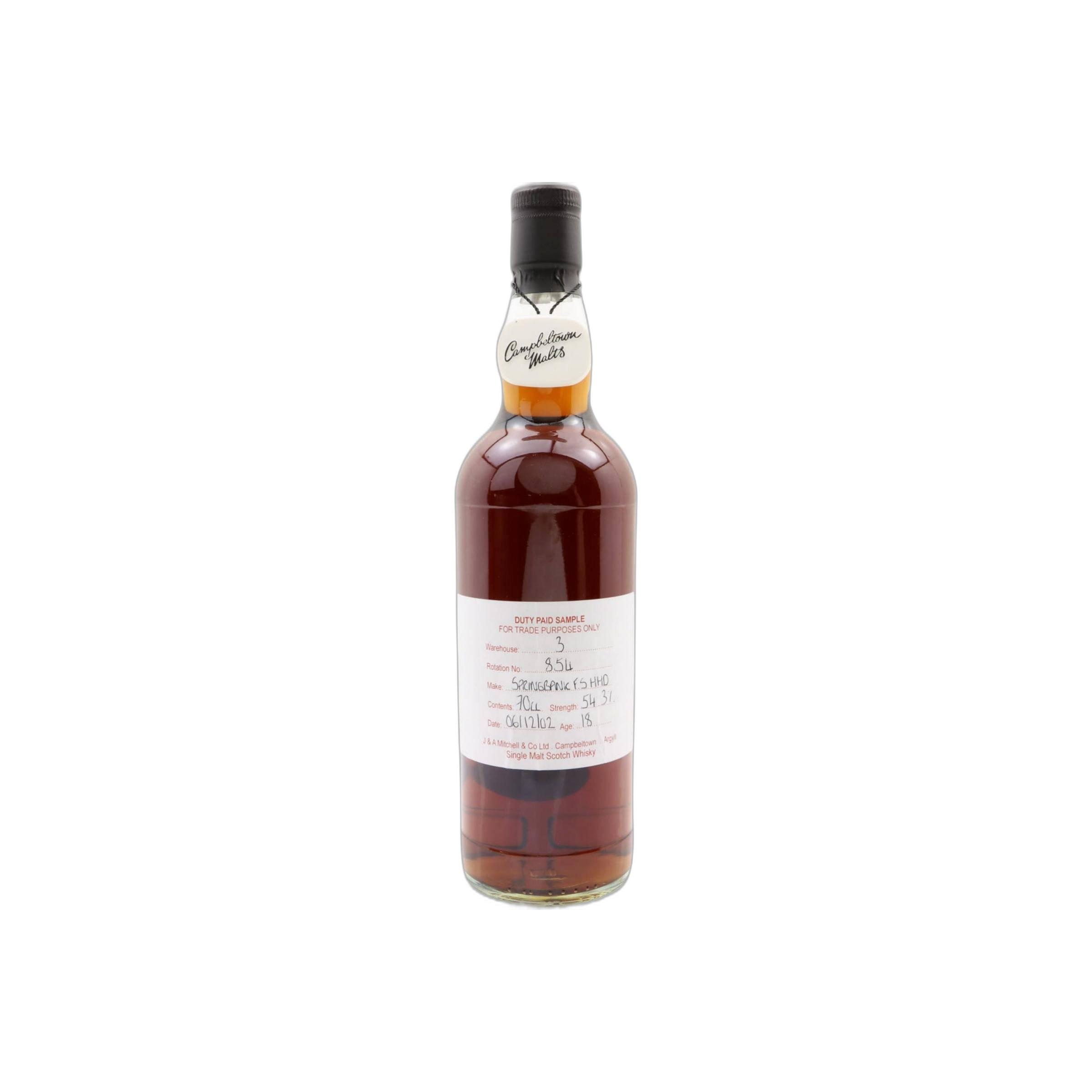 Springbank Duty Paid Sample - For Trade Purposes Only 2002 18 Years Single Malt Whisky