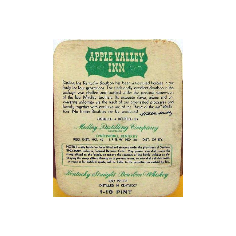 Apple Valley Inn Kentucky Straight Bourbon Whiskey 2