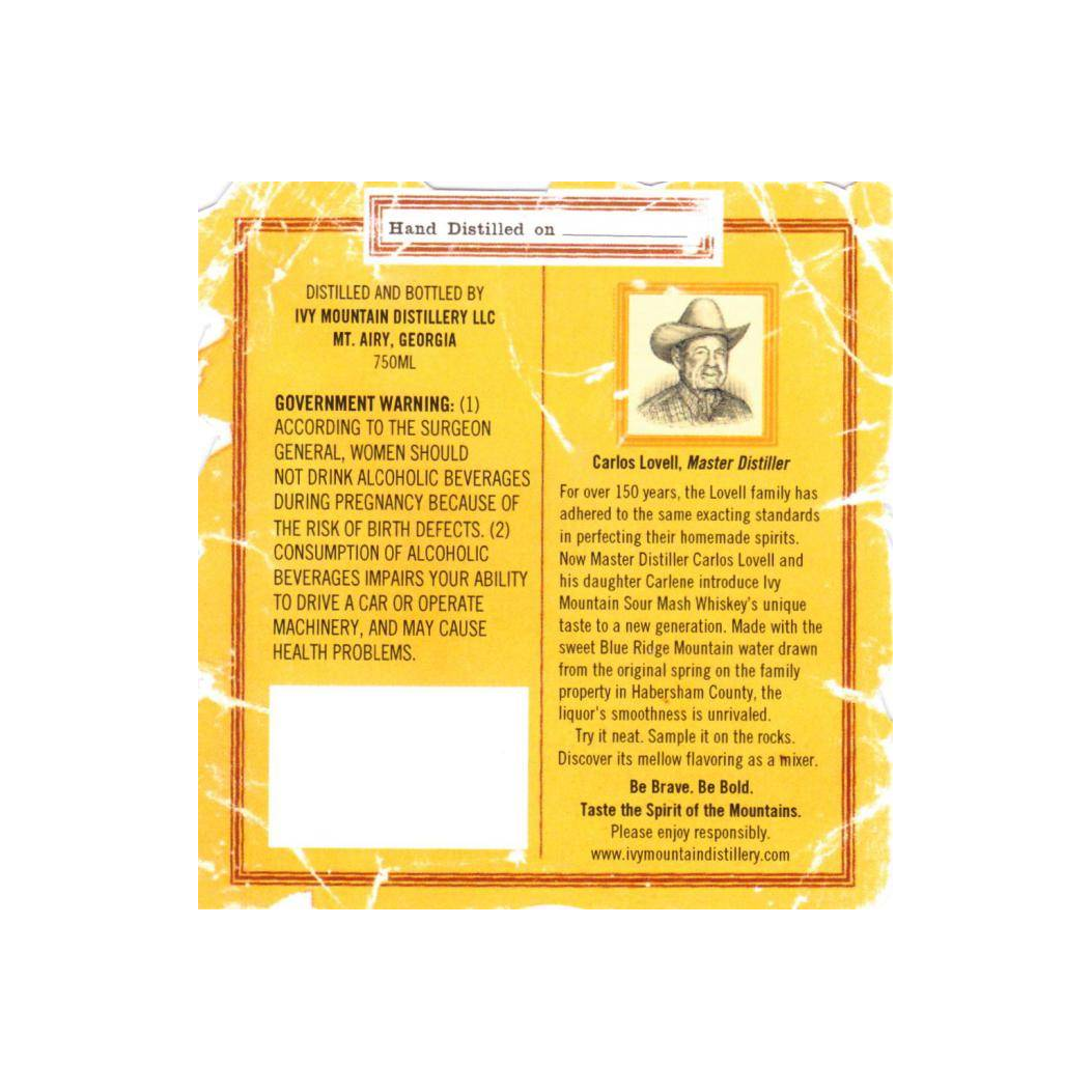 Ivy Mountain Sour Mash Whiskey 2