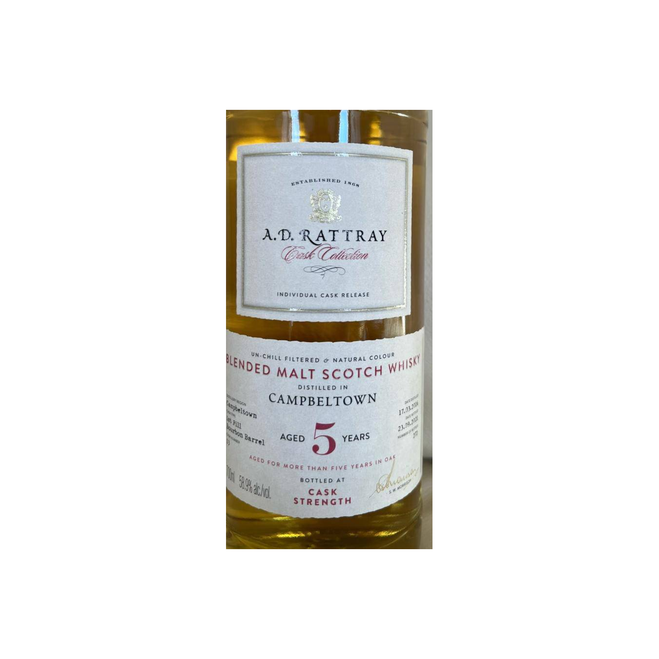 A.D. Rattray Individual Cask Bottling 2016 5 Years Blended Malt Whisky 3