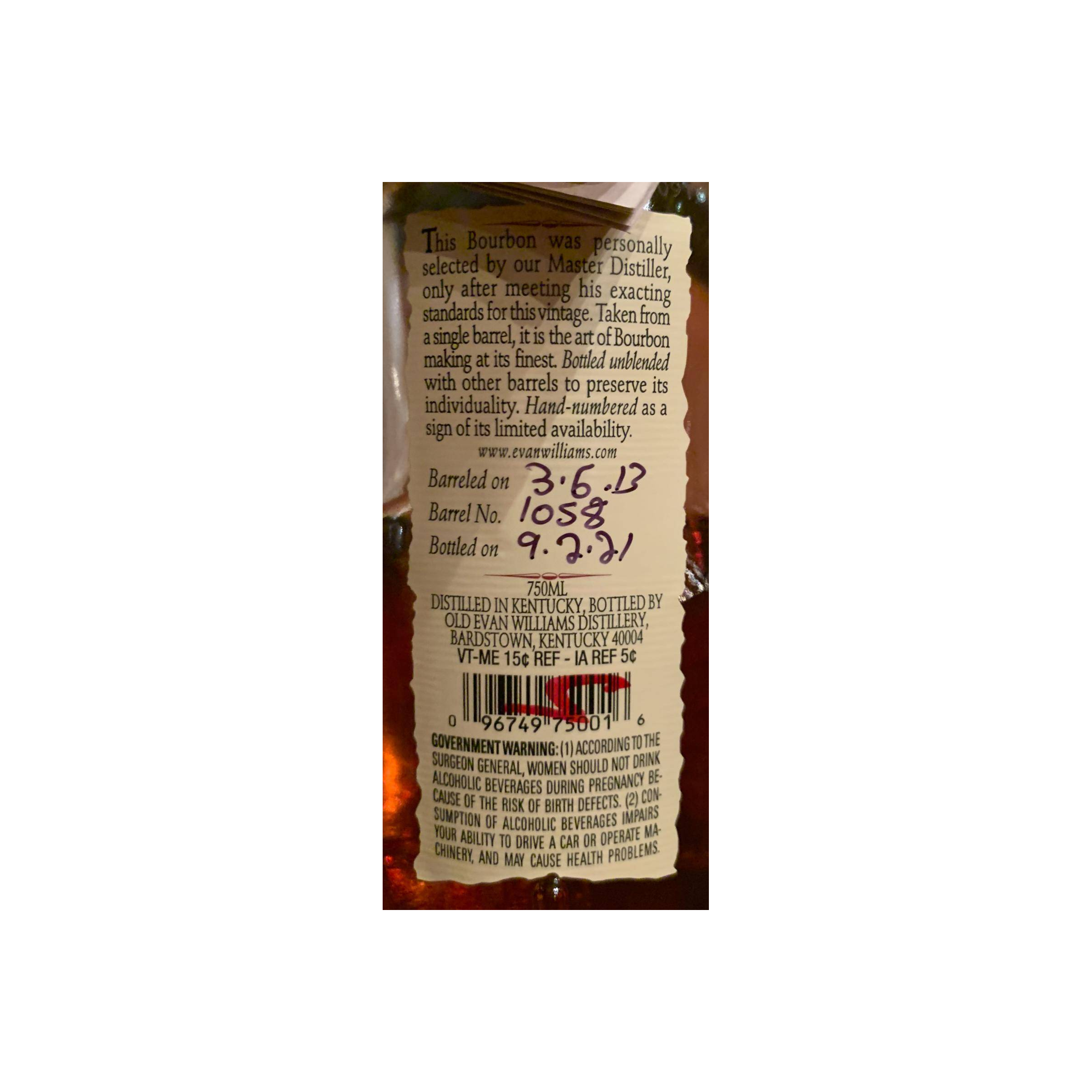 Evan Williams 2013 8 Years Bourbon Whisky 2