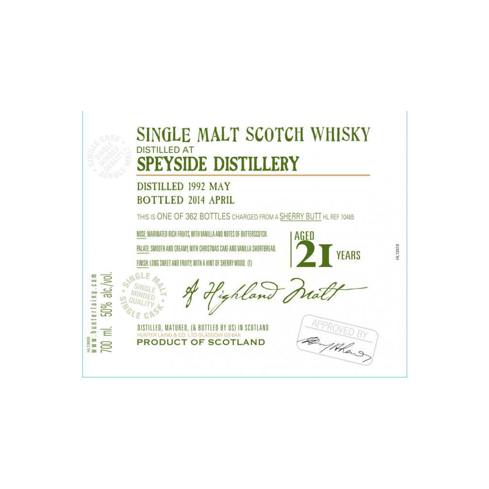 Spey Old Malt Cask 1992 21 Years Single Malt Whisky 3