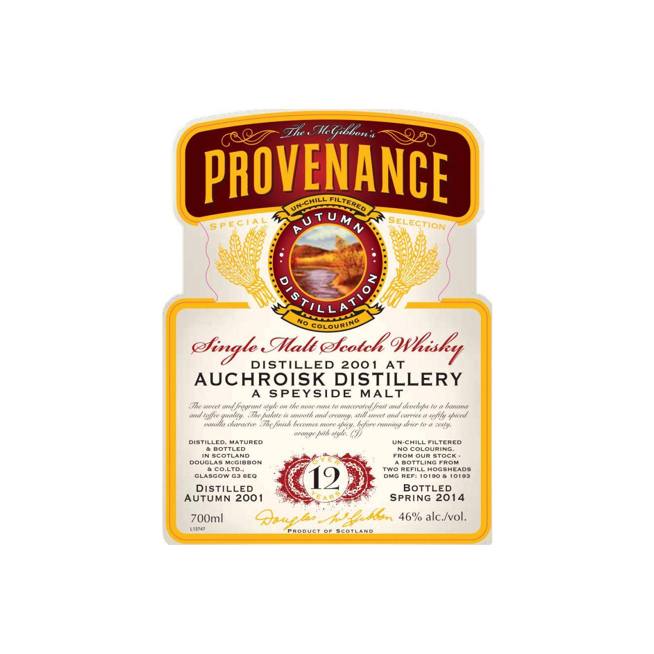 Auchroisk McGibbon's Provenance 2001 12 Years Single Malt Whisky