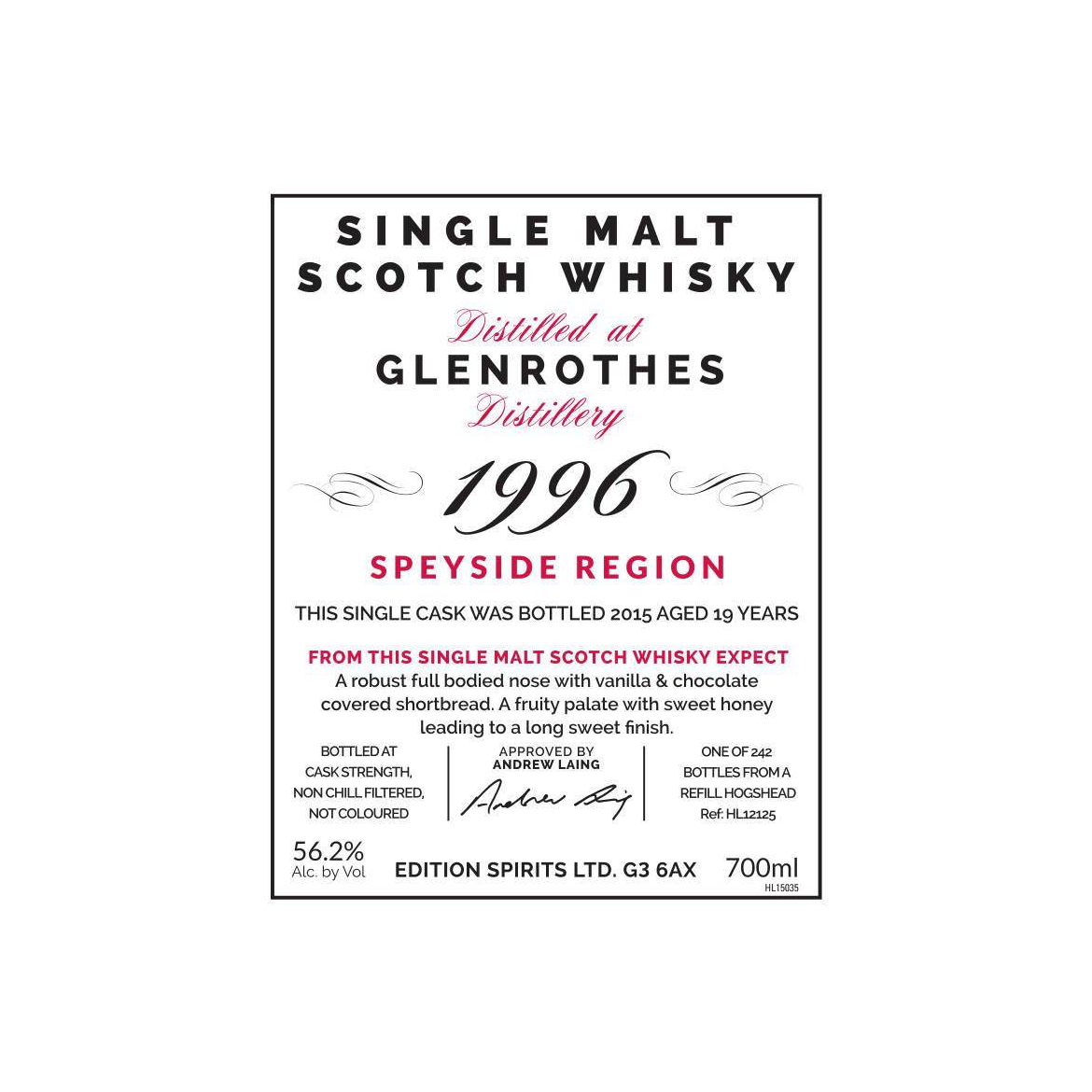 The Glenrothes The First Editions 1996 19 Years Single Malt Whisky 4